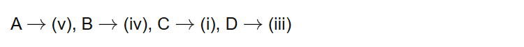 A (v), B (iv), C (i), D (iii)