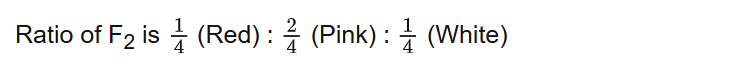 Ratio of F2 is (Red) : (Pink) : (White)