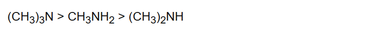 (CH3)3N > CH3NH2 > (CH3)2NH