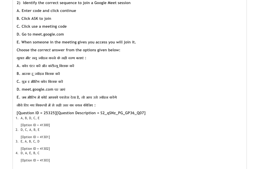 Read the question and choices in the excerpt. Choose A/B/C/D for the first/second/third/fourth option shown.