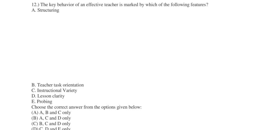 Read the question and choices in the excerpt. Choose A/B/C/D for the first/second/third/fourth option shown.