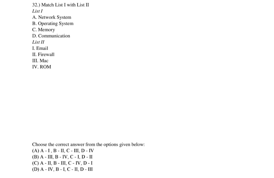 Read the question and choices in the excerpt. Choose A/B/C/D for the first/second/third/fourth option shown.