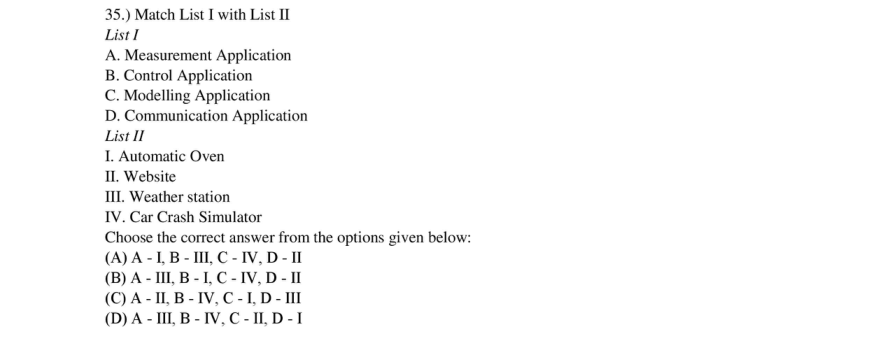 Read the question and choices in the excerpt. Choose A/B/C/D for the first/second/third/fourth option shown.