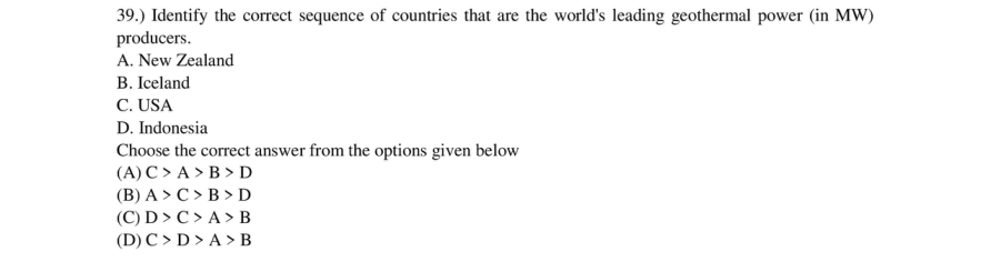 Read the question and choices in the excerpt. Choose A/B/C/D for the first/second/third/fourth option shown.