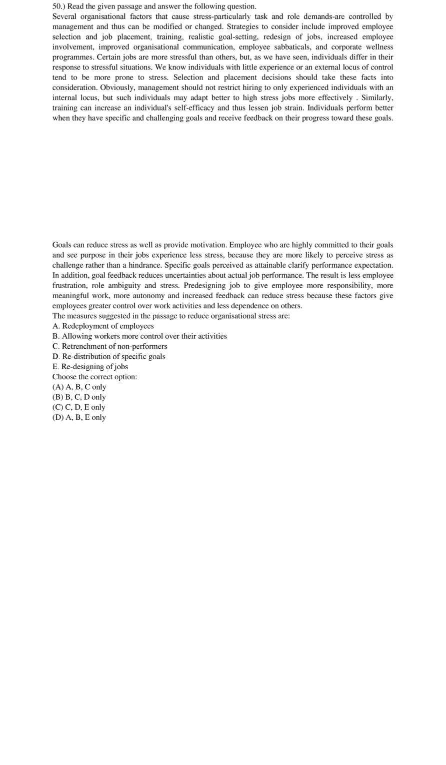 Read the question and choices in the excerpt. Choose A/B/C/D for the first/second/third/fourth option shown.