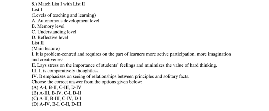 Read the question and choices in the excerpt. Choose A/B/C/D for the first/second/third/fourth option shown.