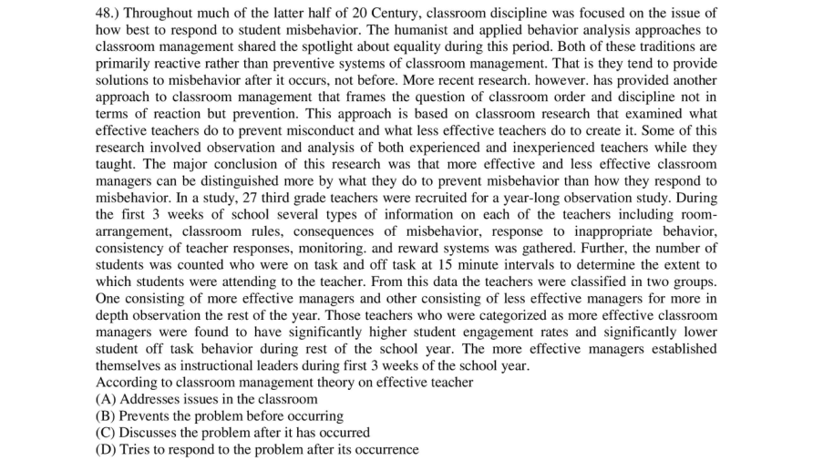 Read the question and choices in the excerpt. Choose A/B/C/D for the first/second/third/fourth option shown.