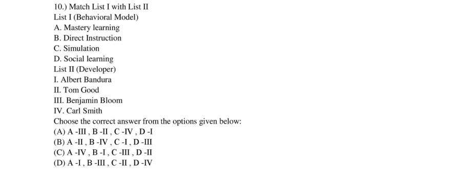 Read the question and choices in the excerpt. Choose A/B/C/D for the first/second/third/fourth option shown.