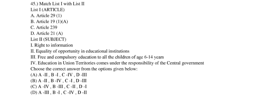 Read the question and choices in the excerpt. Choose A/B/C/D for the first/second/third/fourth option shown.