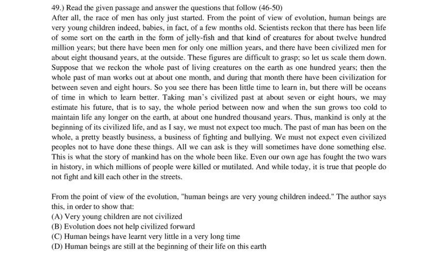 Read the question and choices in the excerpt. Choose A/B/C/D for the first/second/third/fourth option shown.