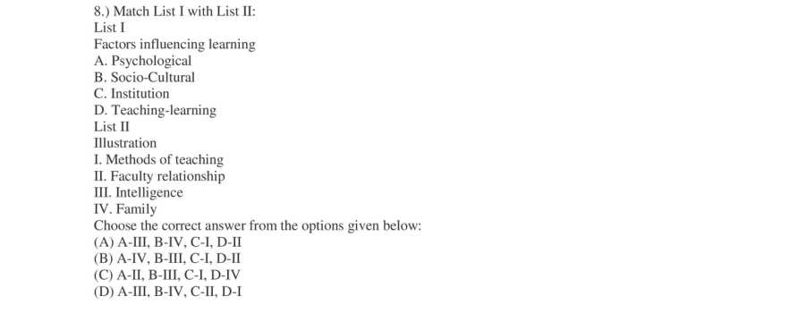 Read the question and choices in the excerpt. Choose A/B/C/D for the first/second/third/fourth option shown.
