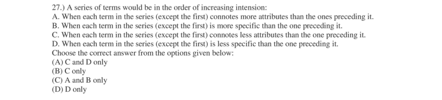 Read the question and choices in the excerpt. Choose A/B/C/D for the first/second/third/fourth option shown.