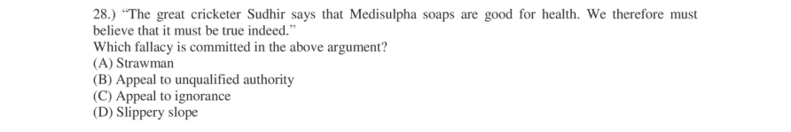 Read the question and choices in the excerpt. Choose A/B/C/D for the first/second/third/fourth option shown.