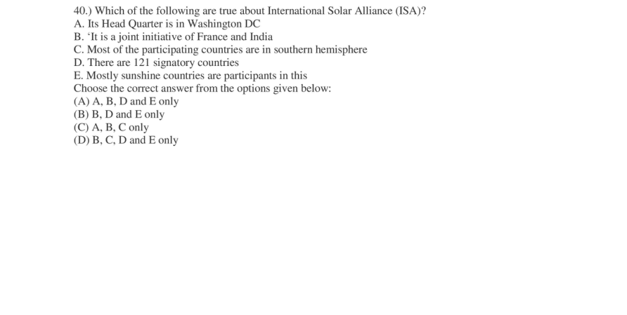 Read the question and choices in the excerpt. Choose A/B/C/D for the first/second/third/fourth option shown.