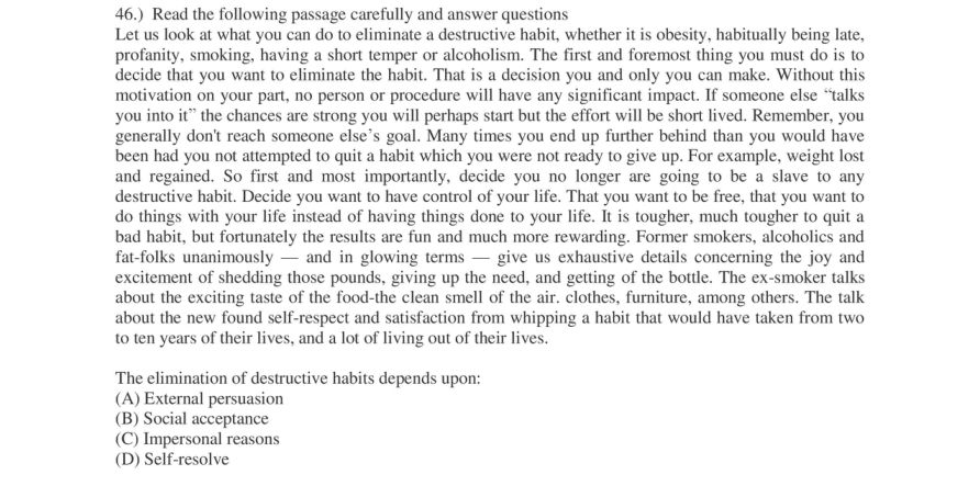 Read the question and choices in the excerpt. Choose A/B/C/D for the first/second/third/fourth option shown.