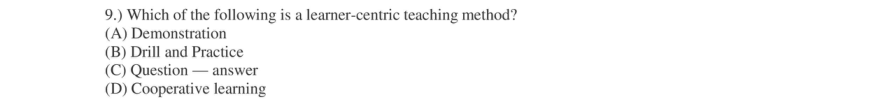 Read the question and choices in the excerpt. Choose A/B/C/D for the first/second/third/fourth option shown.