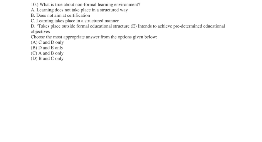 Read the question and choices in the excerpt. Choose A/B/C/D for the first/second/third/fourth option shown.