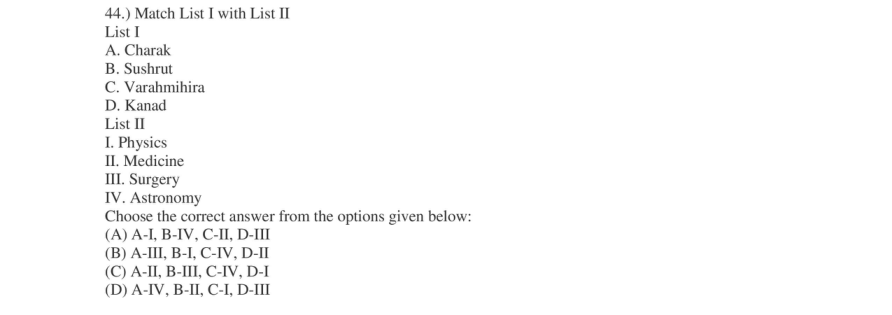 Read the question and choices in the excerpt. Choose A/B/C/D for the first/second/third/fourth option shown.