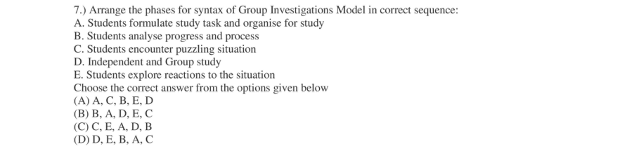 Read the question and choices in the excerpt. Choose A/B/C/D for the first/second/third/fourth option shown.