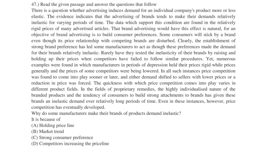 Read the question and choices in the excerpt. Choose A/B/C/D for the first/second/third/fourth option shown.