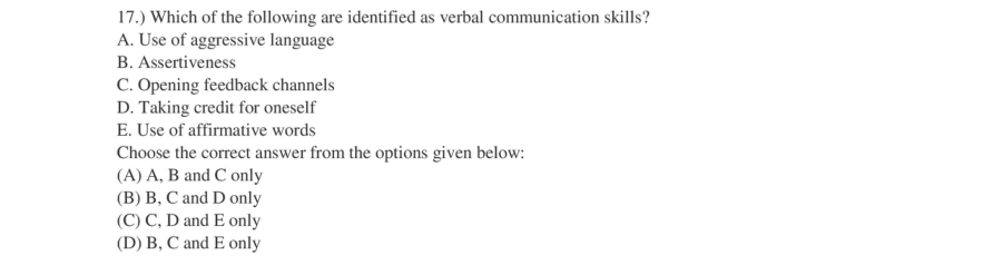 Read the question and choices in the excerpt. Choose A/B/C/D for the first/second/third/fourth option shown.