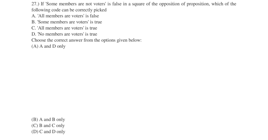 Read the question and choices in the excerpt. Choose A/B/C/D for the first/second/third/fourth option shown.