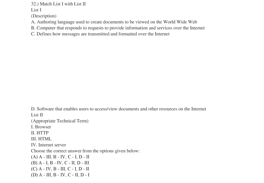 Read the question and choices in the excerpt. Choose A/B/C/D for the first/second/third/fourth option shown.