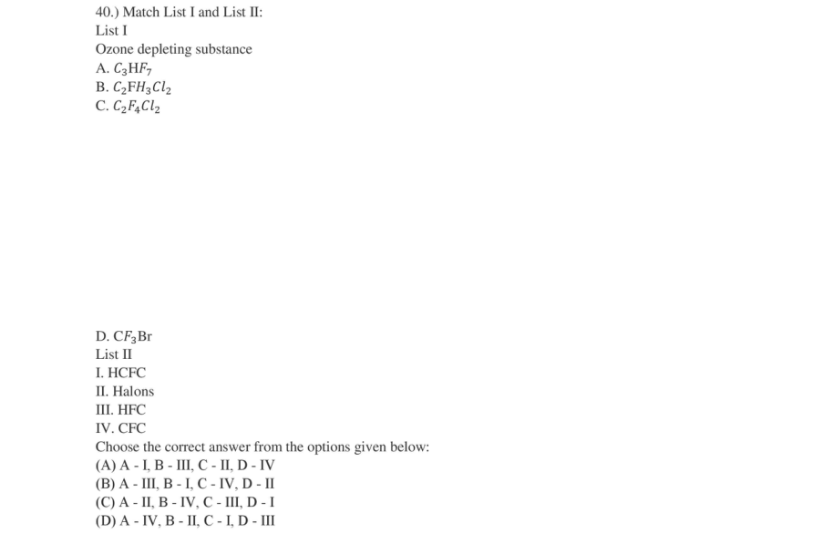 Read the question and choices in the excerpt. Choose A/B/C/D for the first/second/third/fourth option shown.