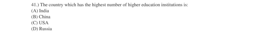 Read the question and choices in the excerpt. Choose A/B/C/D for the first/second/third/fourth option shown.