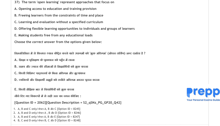 Read the question and choices in the excerpt. Choose A/B/C/D for the first/second/third/fourth option shown.