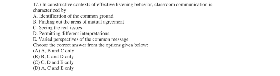 Read the question and choices in the excerpt. Choose A/B/C/D for the first/second/third/fourth option shown.