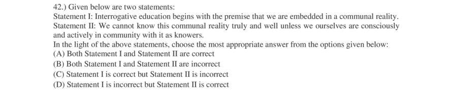 Read the question and choices in the excerpt. Choose A/B/C/D for the first/second/third/fourth option shown.