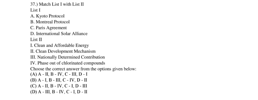 Read the question and choices in the excerpt. Choose A/B/C/D for the first/second/third/fourth option shown.