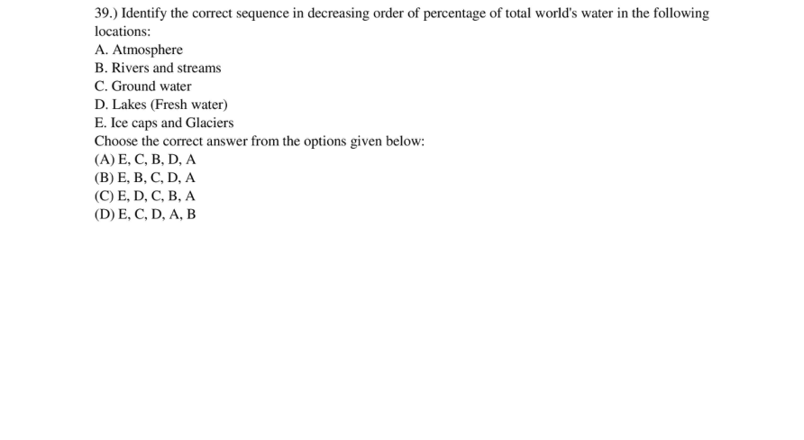 Read the question and choices in the excerpt. Choose A/B/C/D for the first/second/third/fourth option shown.