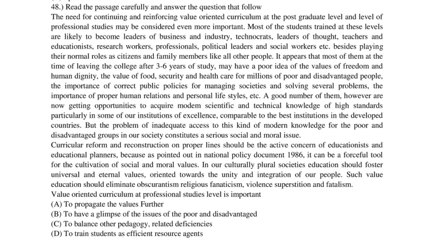 Read the question and choices in the excerpt. Choose A/B/C/D for the first/second/third/fourth option shown.