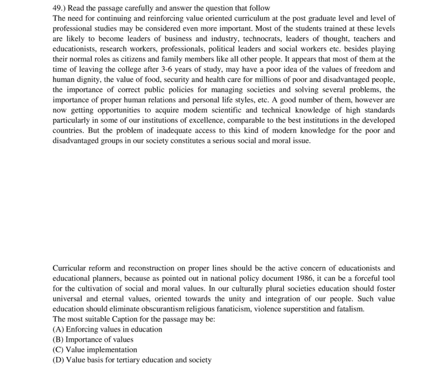 Read the question and choices in the excerpt. Choose A/B/C/D for the first/second/third/fourth option shown.