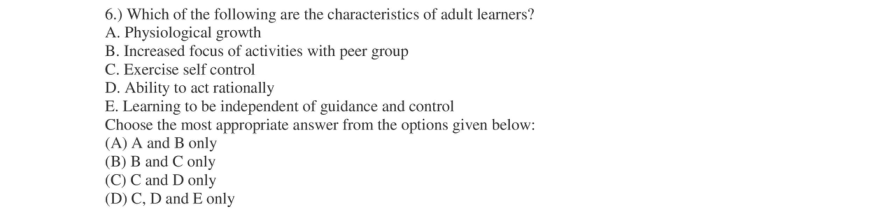 Read the question and choices in the excerpt. Choose A/B/C/D for the first/second/third/fourth option shown.