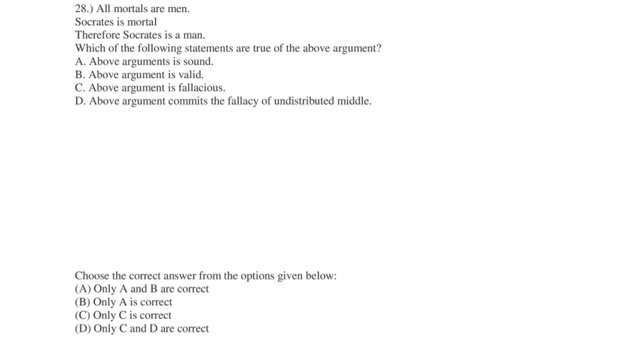 Read the question and choices in the excerpt. Choose A/B/C/D for the first/second/third/fourth option shown.