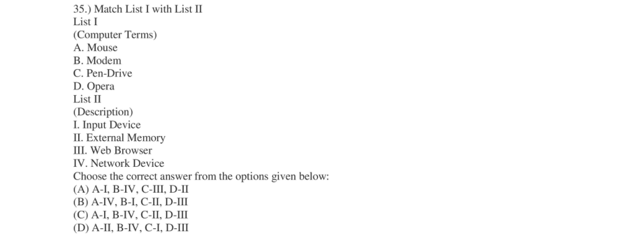 Read the question and choices in the excerpt. Choose A/B/C/D for the first/second/third/fourth option shown.