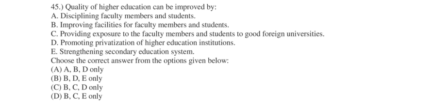 Read the question and choices in the excerpt. Choose A/B/C/D for the first/second/third/fourth option shown.