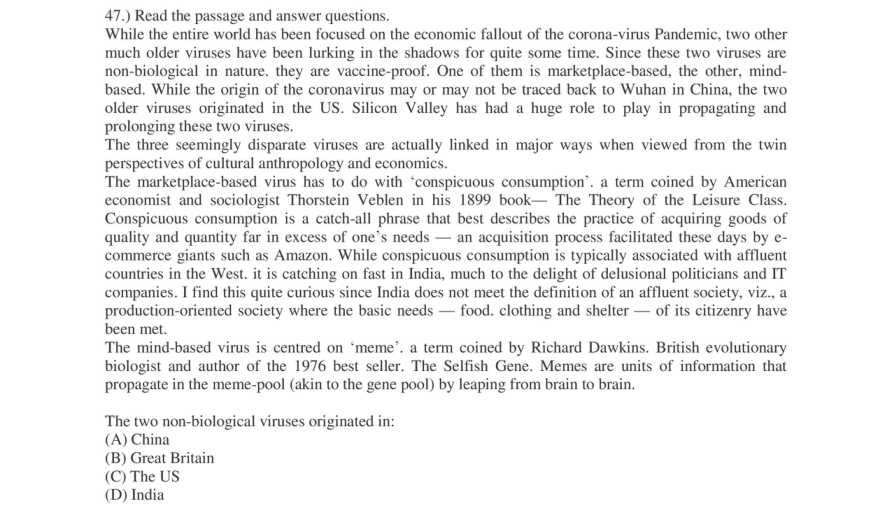 Read the question and choices in the excerpt. Choose A/B/C/D for the first/second/third/fourth option shown.