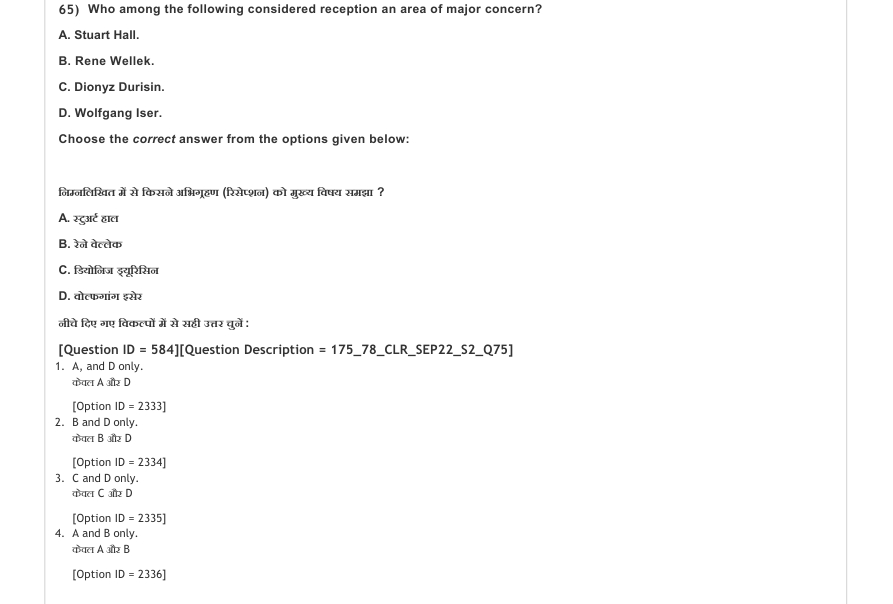 Read the question and choices in the excerpt. Choose A/B/C/D for the first/second/third/fourth option shown.