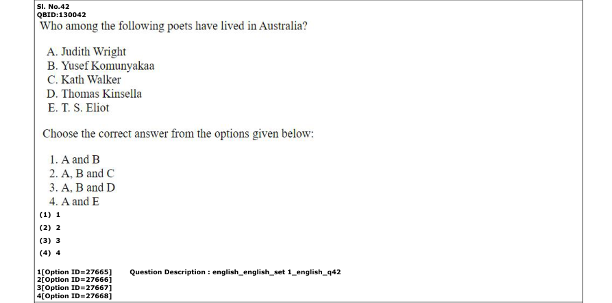 Read the question and choices in the excerpt. Choose A/B/C/D for the first/second/third/fourth option shown.