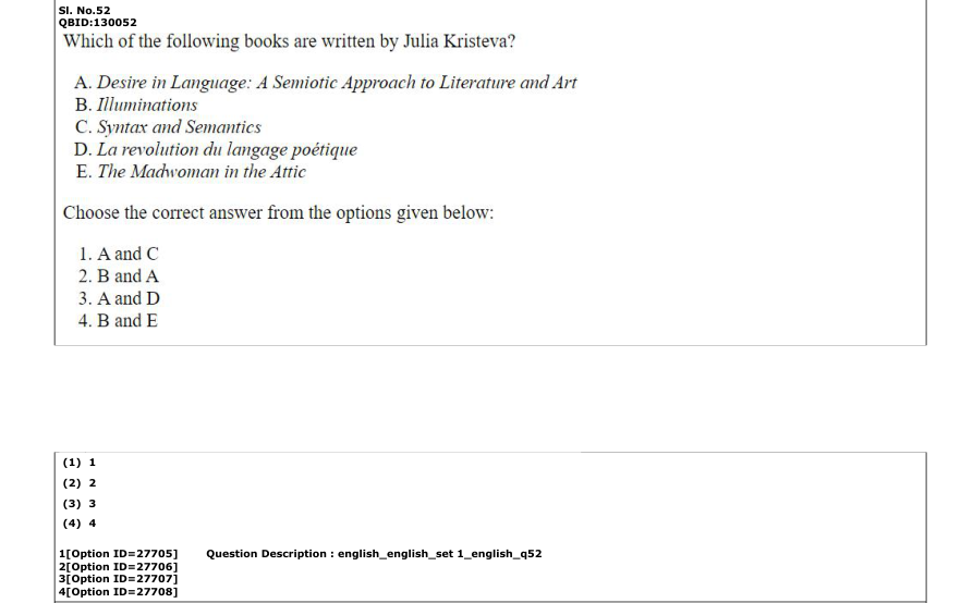 Read the question and choices in the excerpt. Choose A/B/C/D for the first/second/third/fourth option shown.