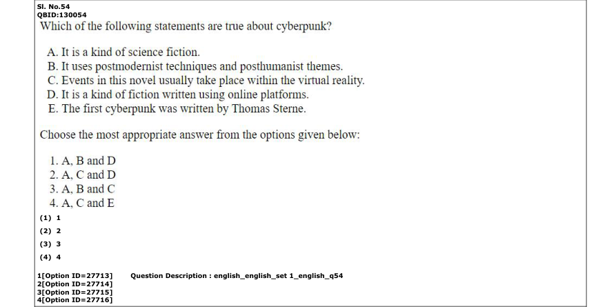 Read the question and choices in the excerpt. Choose A/B/C/D for the first/second/third/fourth option shown.