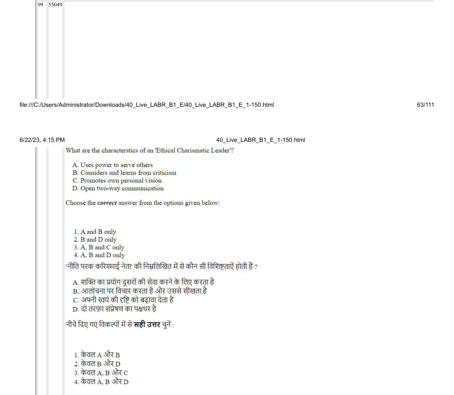 Read the question and choices in the excerpt. Choose A/B/C/D for the first/second/third/fourth option shown.