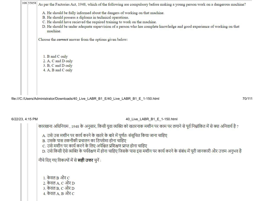 Read the question and choices in the excerpt. Choose A/B/C/D for the first/second/third/fourth option shown.