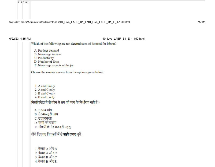 Read the question and choices in the excerpt. Choose A/B/C/D for the first/second/third/fourth option shown.