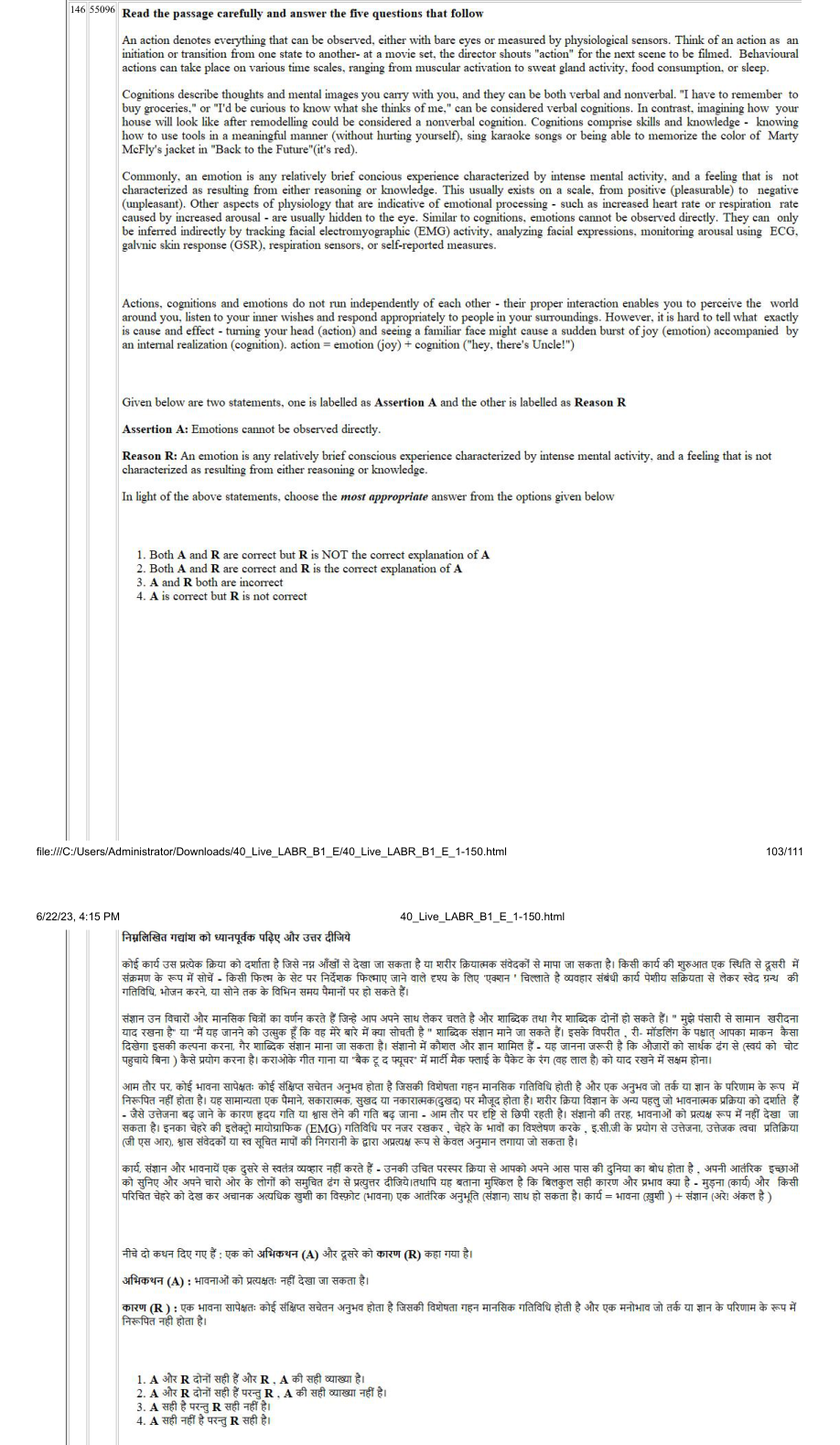 Read the question and choices in the excerpt. Choose A/B/C/D for the first/second/third/fourth option shown.