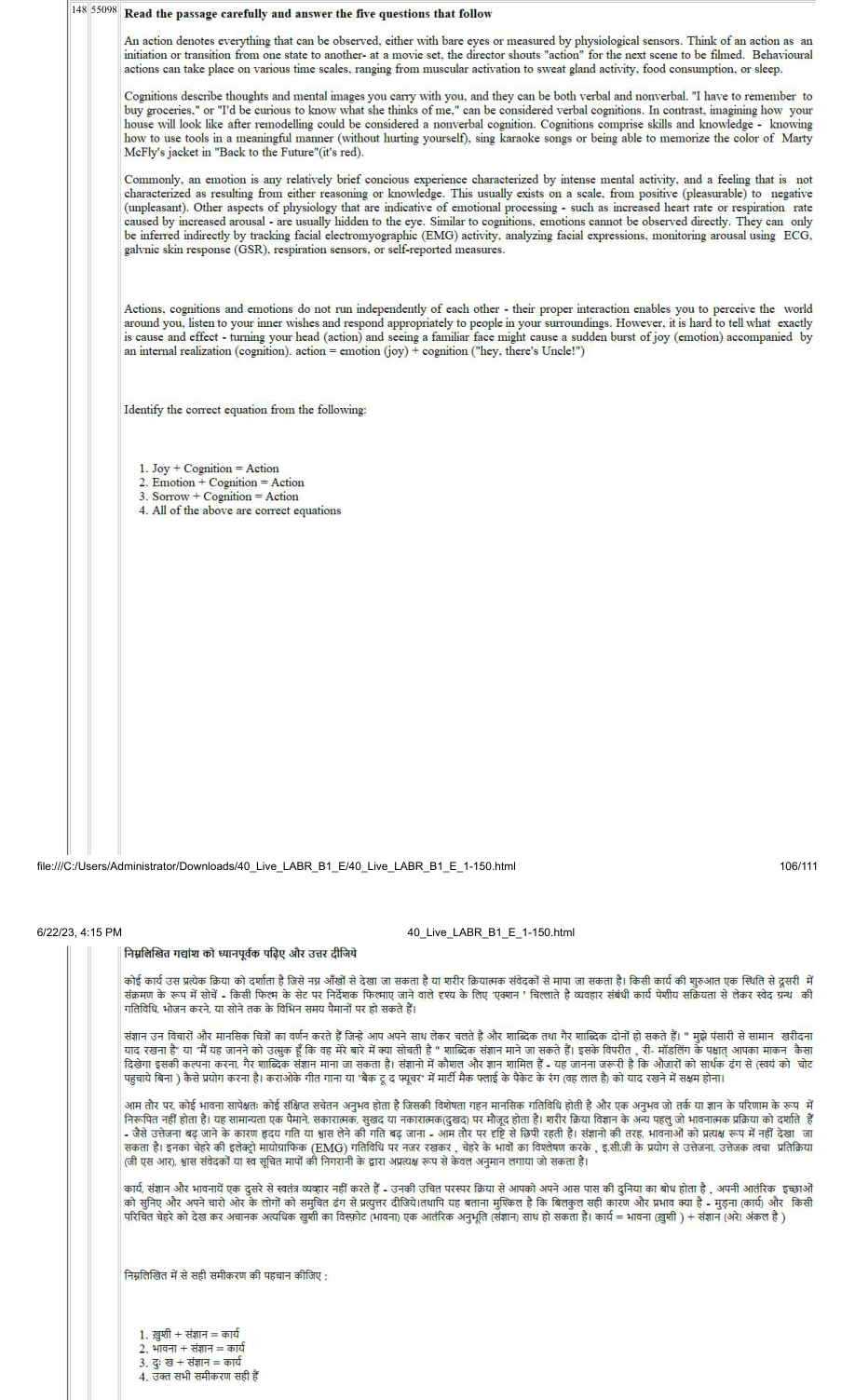 Read the question and choices in the excerpt. Choose A/B/C/D for the first/second/third/fourth option shown.